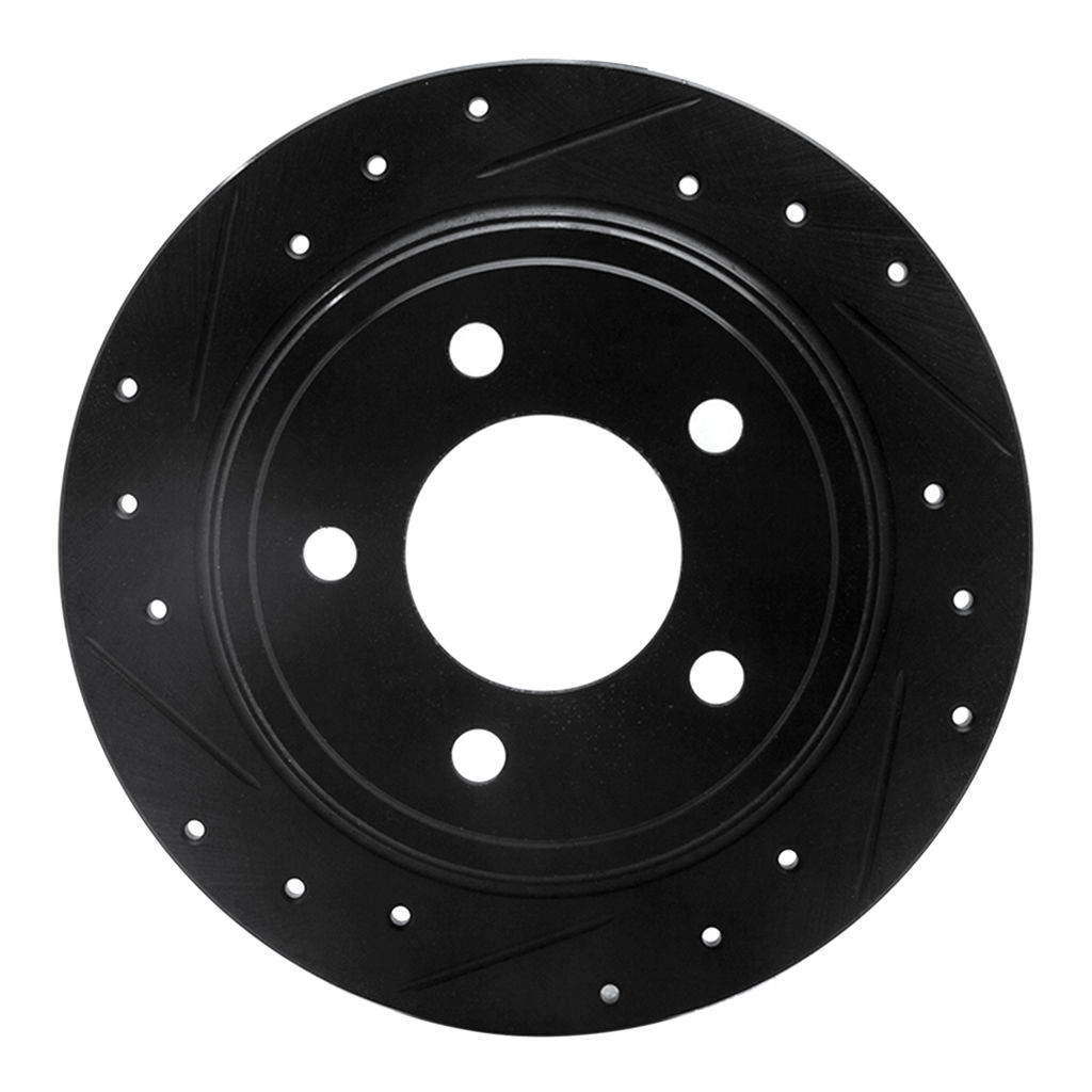 Dynamic Friction 633-40012L - Drilled and Slotted Black Zinc Brake Rotor
