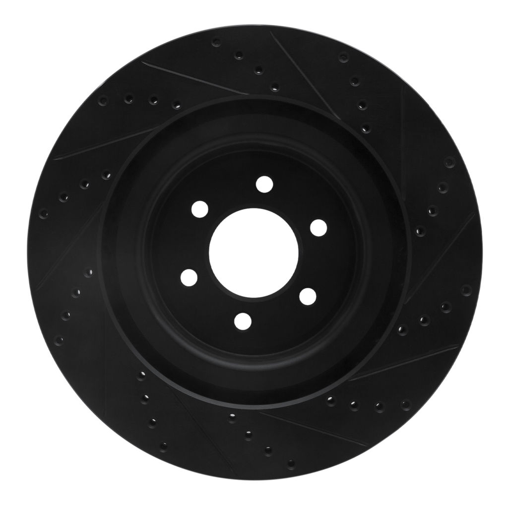 Dynamic Friction 633-40022L - Drilled and Slotted Black Zinc Brake Rotor