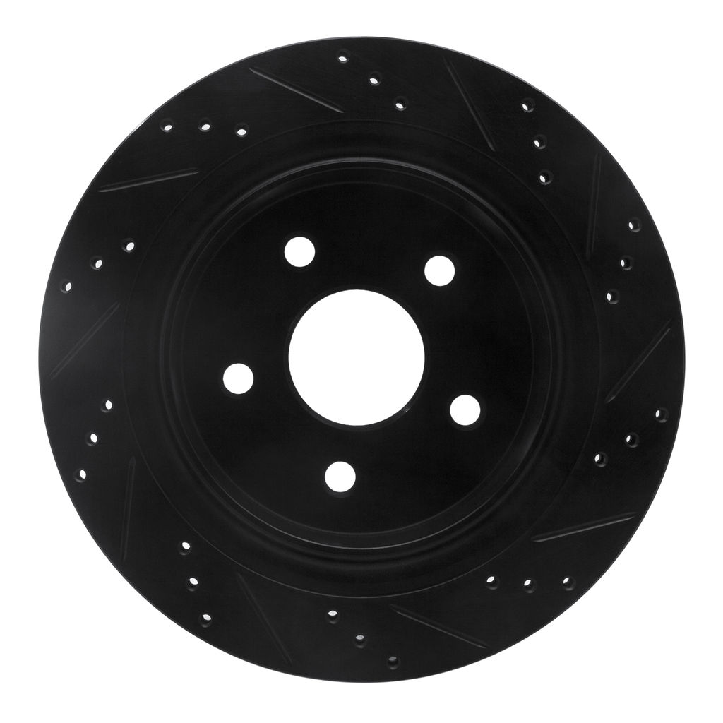 Dynamic Friction 633-40095L - Drilled and Slotted Black Zinc Brake Rotor