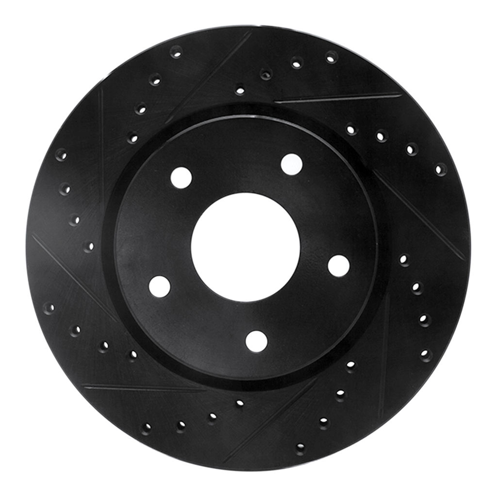 Dynamic Friction 633-40107L - Drilled and Slotted Black Zinc Brake Rotor