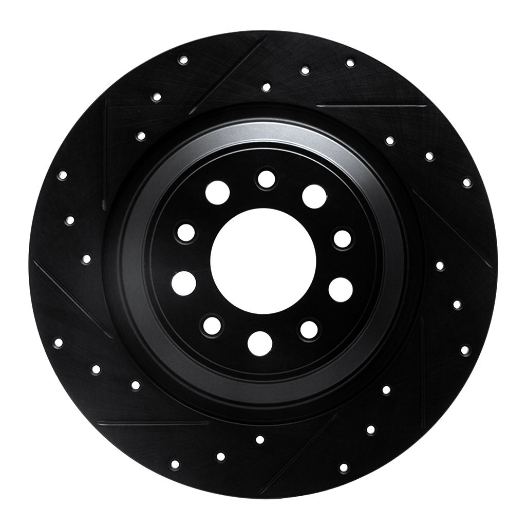 Dynamic Friction 633-42010L - Drilled and Slotted Black Zinc Brake Rotor