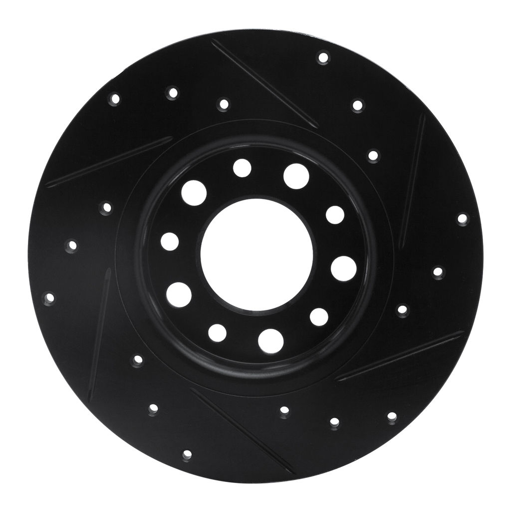 Dynamic Friction 633-42012L - Drilled and Slotted Black Zinc Brake Rotor