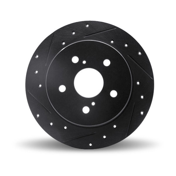 Dynamic Friction 633-47024D - Drilled and Slotted Black Zinc Brake Rotor