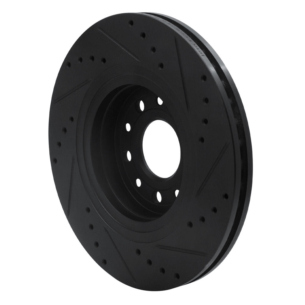 Dynamic Friction 633-54052L - Drilled and Slotted Black Zinc Brake Rotor