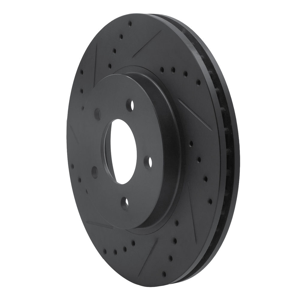 Dynamic Friction 633-54193L - Drilled and Slotted Black Zinc Brake Rotor
