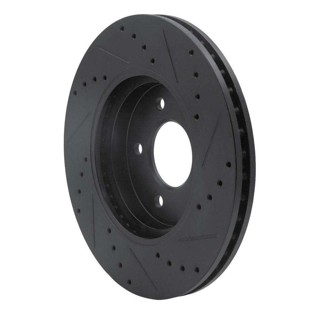 Dynamic Friction 633-54193L - Drilled and Slotted Black Zinc Brake Rotor