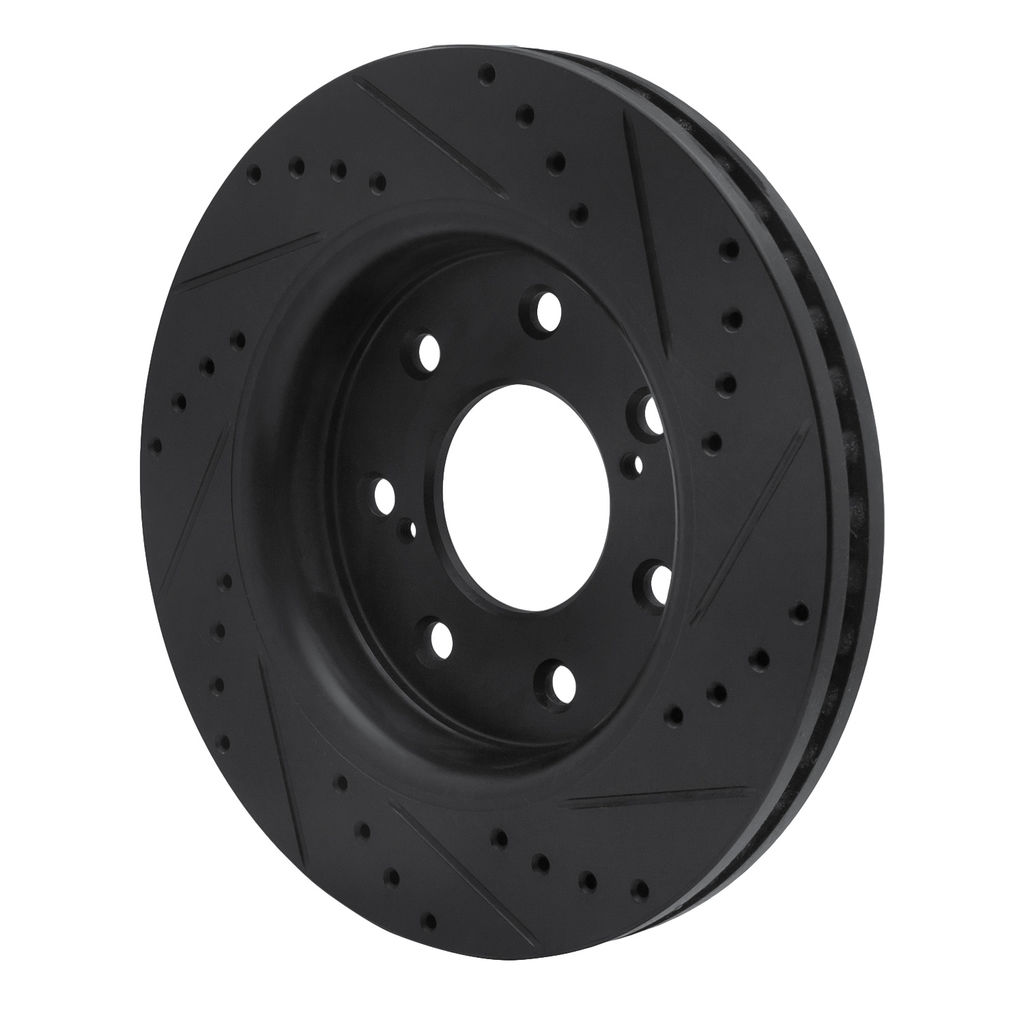 Dynamic Friction 633-54219L - Drilled and Slotted Black Zinc Brake Rotor
