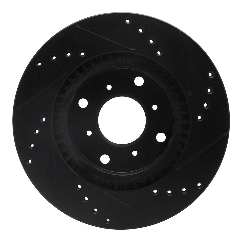 Dynamic Friction 633-58003L - Drilled and Slotted Black Zinc Brake Rotor
