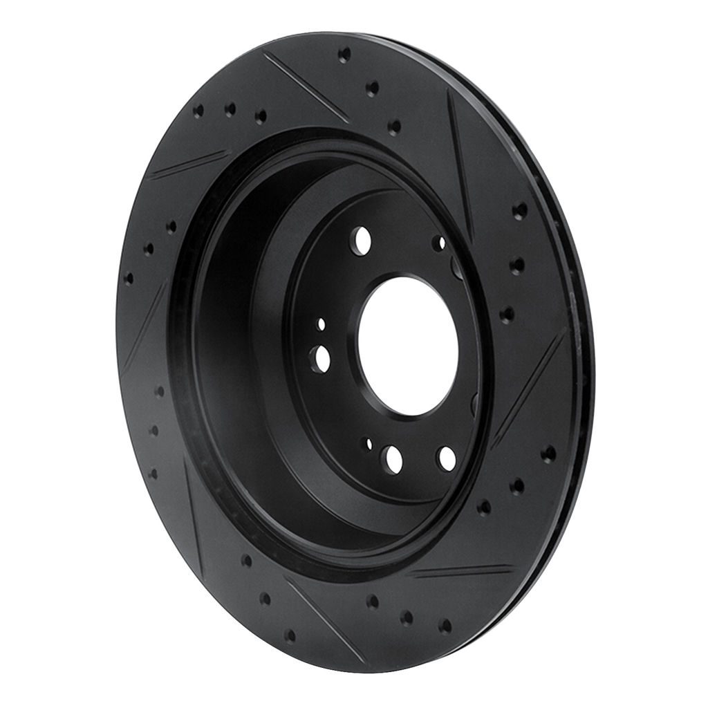 Dynamic Friction 633-58022L - Drilled and Slotted Black Zinc Brake Rotor