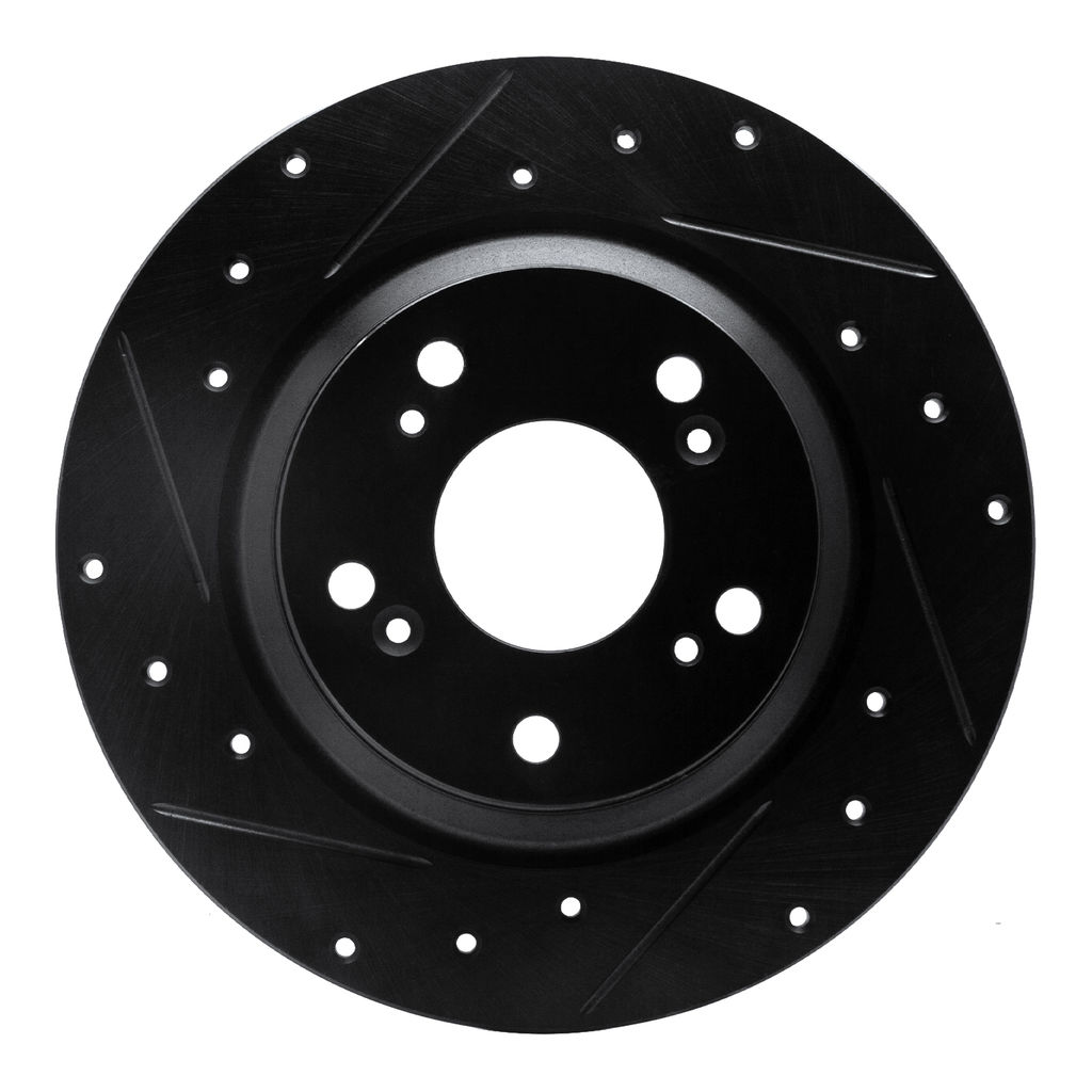 Dynamic Friction 633-59028L - Drilled and Slotted Black Zinc Brake Rotor