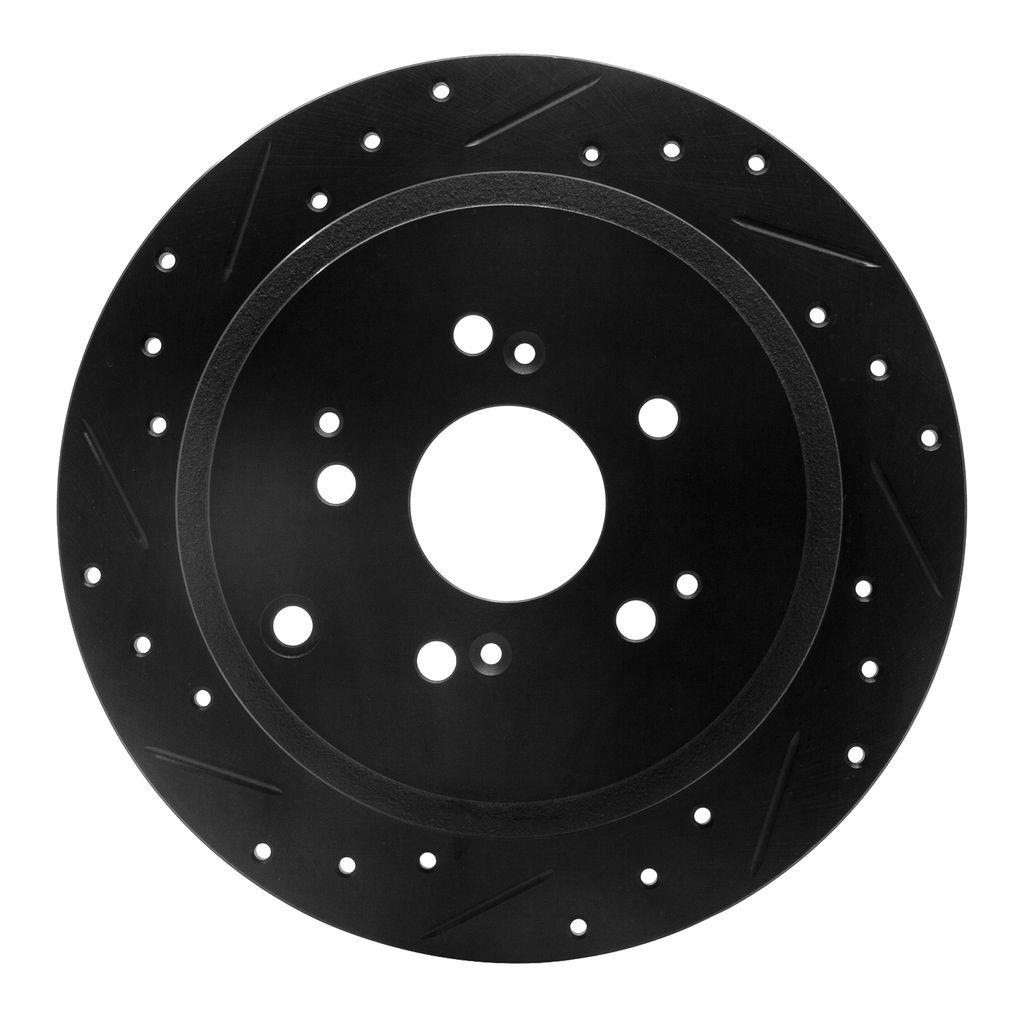 Dynamic Friction 633-59044L - Drilled and Slotted Black Zinc Brake Rotor