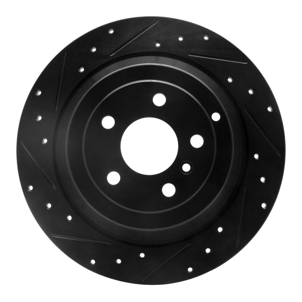 Dynamic Friction 633-63129L - Drilled and Slotted Black Zinc Brake Rotor