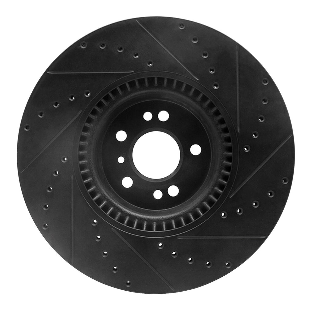 Dynamic Friction 633-63136L - Drilled and Slotted Black Zinc Brake Rotor