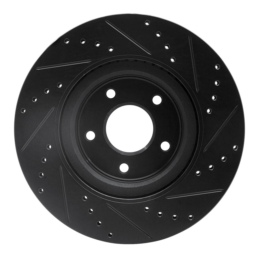 Dynamic Friction 633-67105L - Drilled and Slotted Black Zinc Brake Rotor