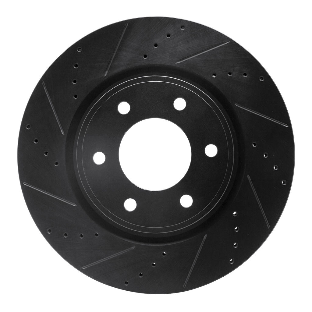 Dynamic Friction 633-68016L - Drilled and Slotted Black Zinc Brake Rotor
