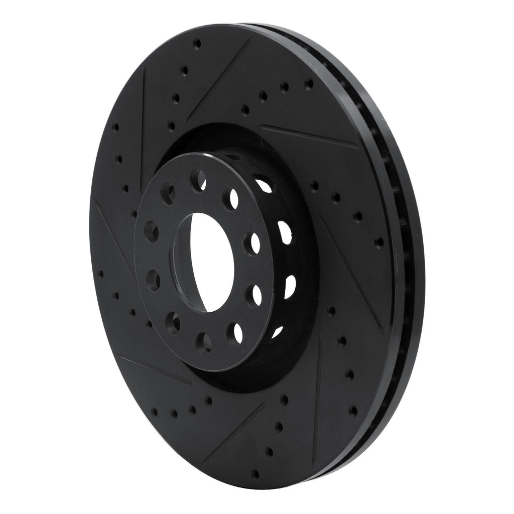 Dynamic Friction 633-74024L - Drilled and Slotted Black Zinc Brake Rotor