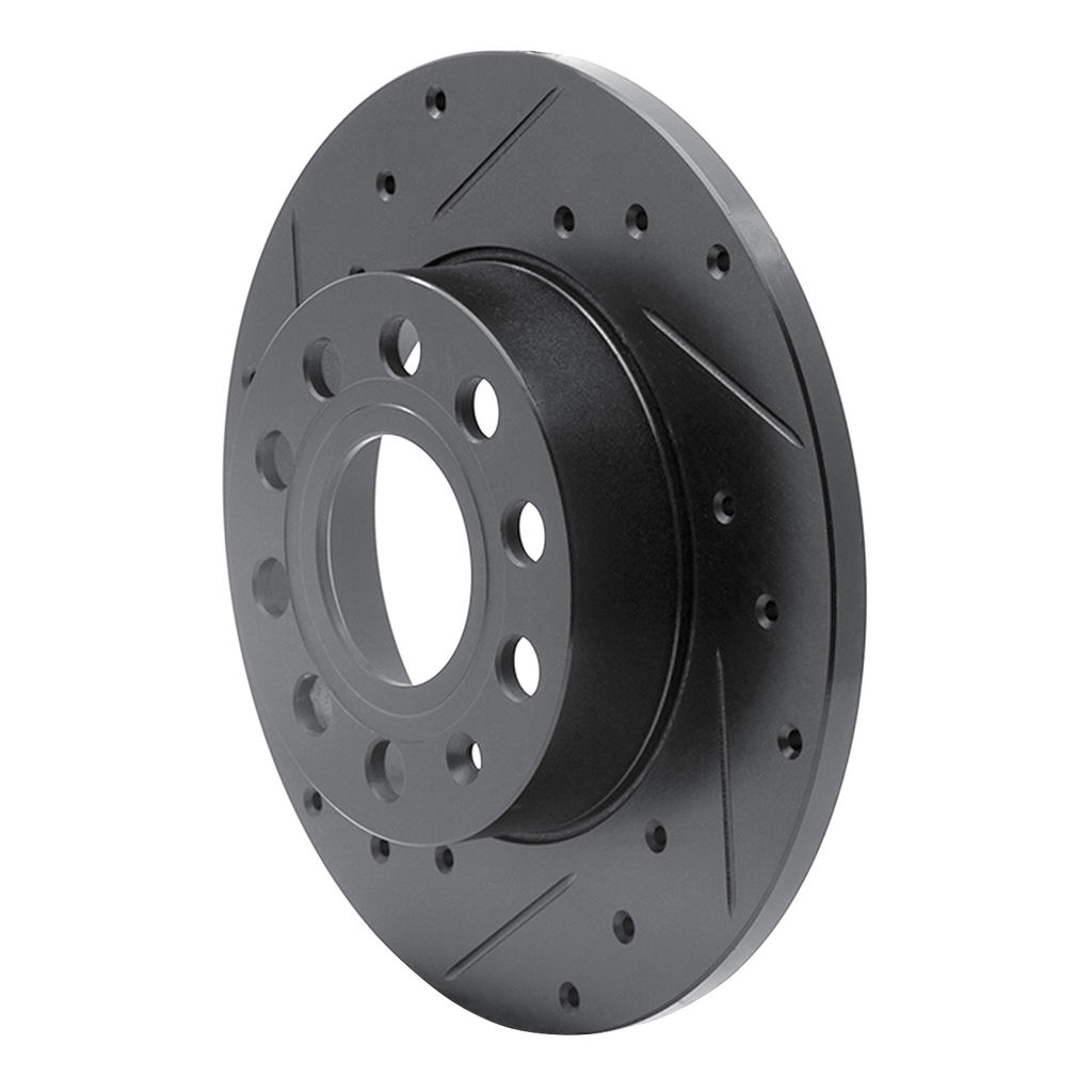 Dynamic Friction 633-74027L - Drilled and Slotted Black Zinc Brake Rotor