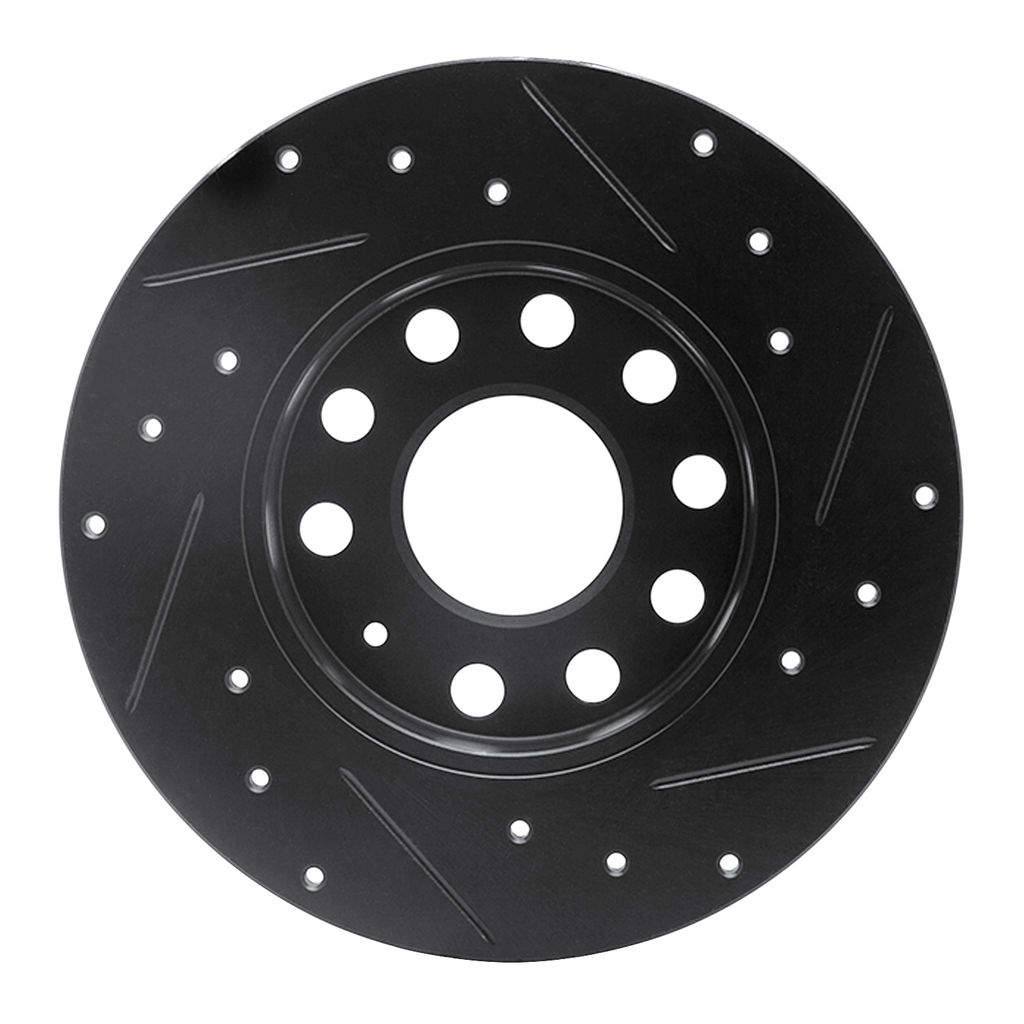 Dynamic Friction 633-74027L - Drilled and Slotted Black Zinc Brake Rotor