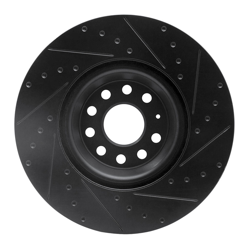 Dynamic Friction 633-74034L - Drilled and Slotted Black Zinc Brake Rotor