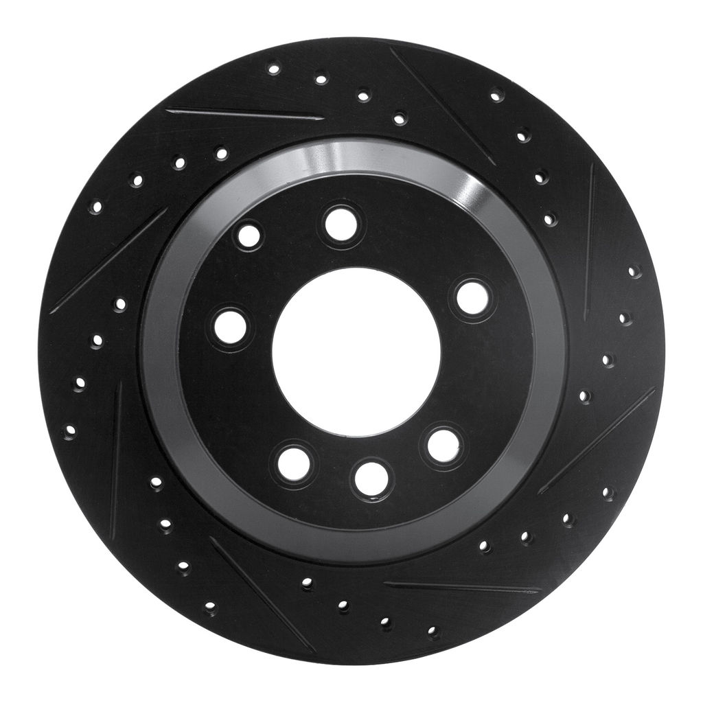 Dynamic Friction 633-74048R - Drilled and Slotted Black Zinc Brake Rotor