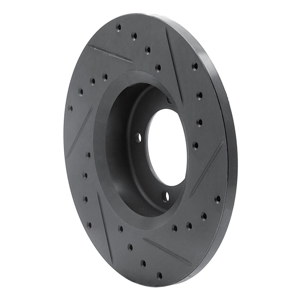 Dynamic Friction 633-76009L - Drilled and Slotted Black Zinc Brake Rotor