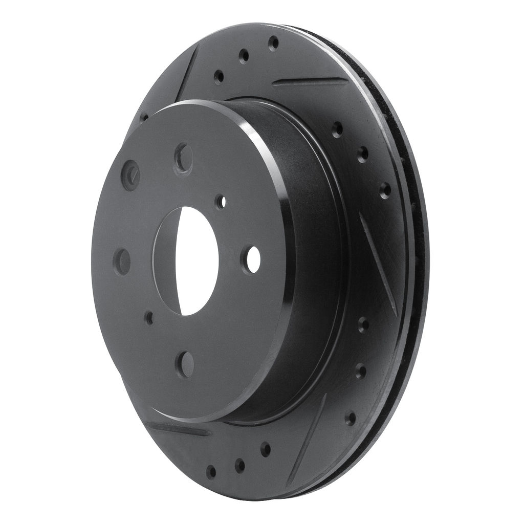 Dynamic Friction 633-76025L - Drilled and Slotted Black Zinc Brake Rotor