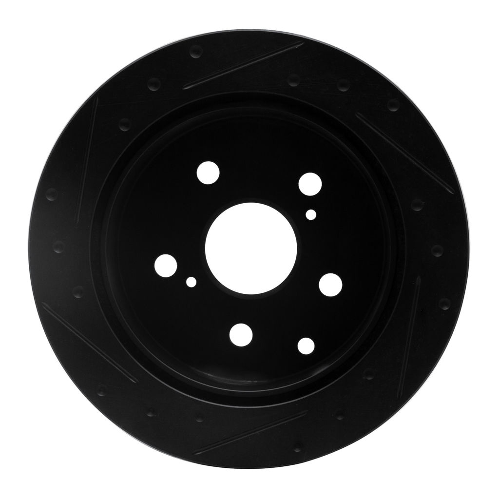 Dynamic Friction 633-76039R - Drilled and Slotted Black Zinc Brake Rotor