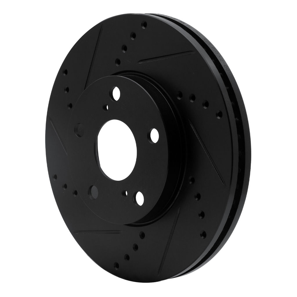 Dynamic Friction 633-76052L - Drilled and Slotted Black Zinc Brake Rotor
