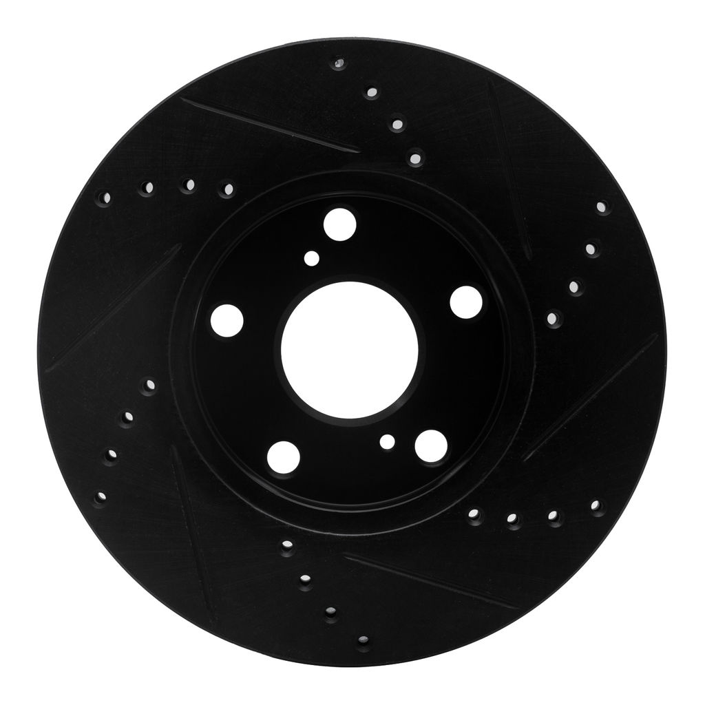 Dynamic Friction 633-76052L - Drilled and Slotted Black Zinc Brake Rotor