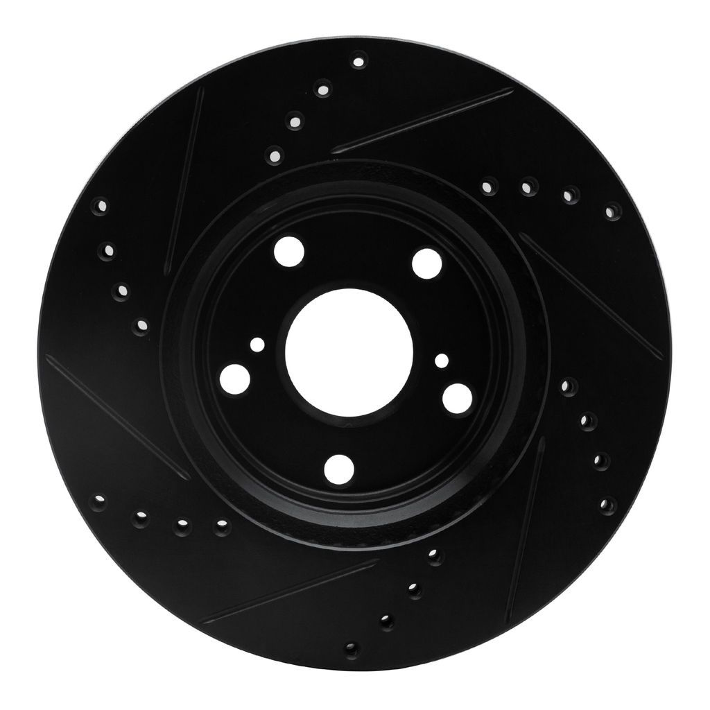 Dynamic Friction 633-76055R - Drilled and Slotted Black Zinc Brake Rotor