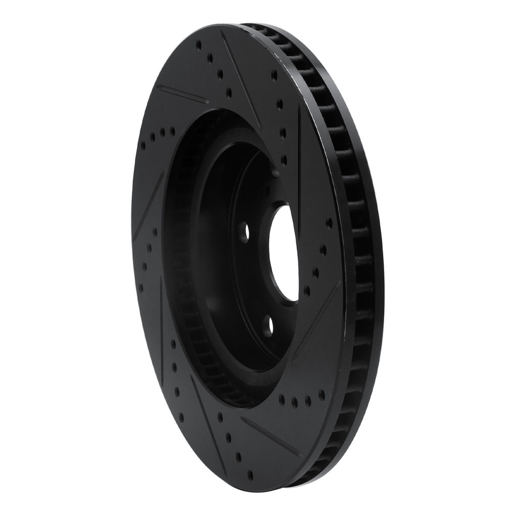 Dynamic Friction 633-76080L - Drilled and Slotted Black Zinc Brake Rotor