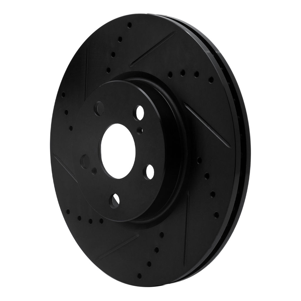 Dynamic Friction 633-76081L - Drilled and Slotted Black Zinc Brake Rotor
