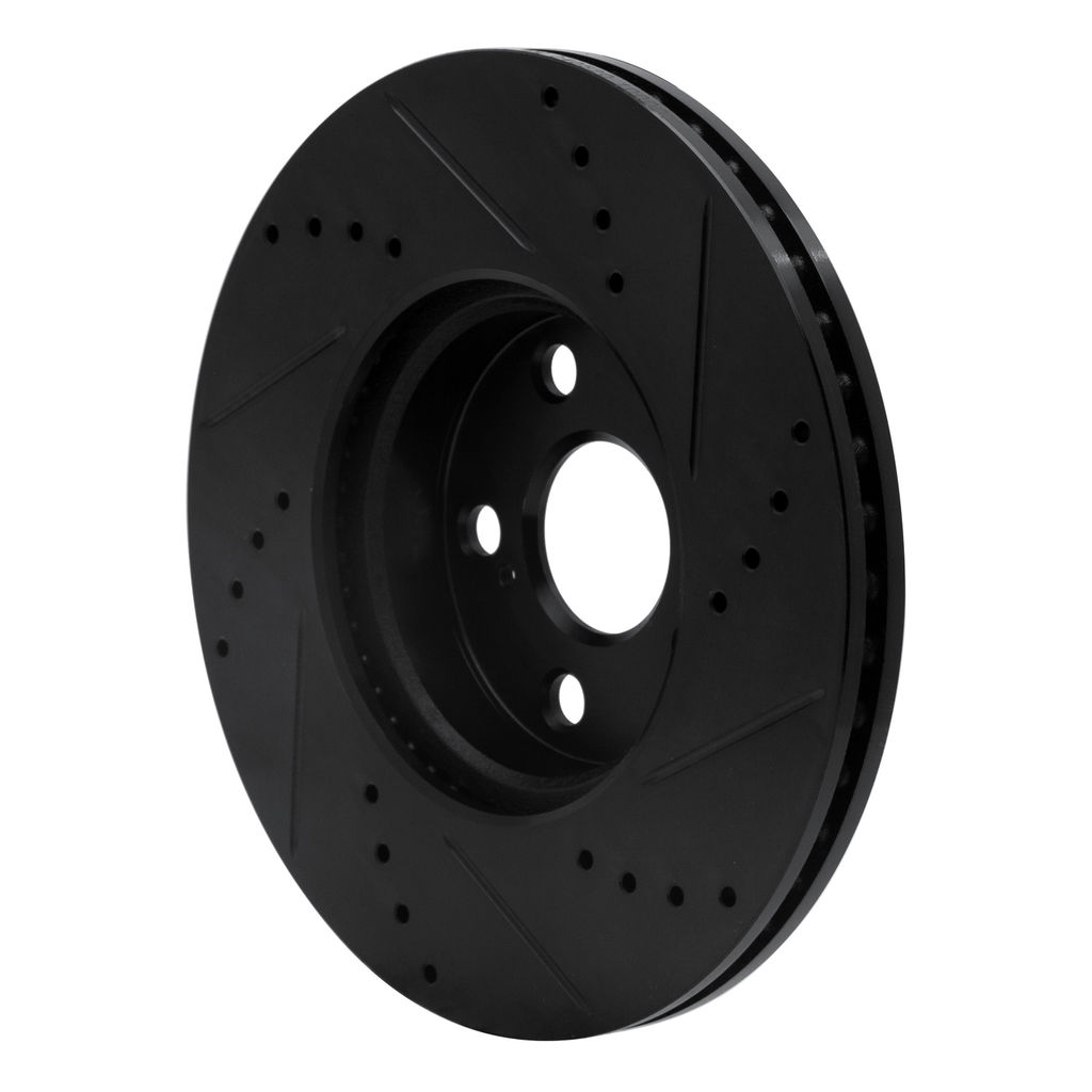Dynamic Friction 633-76081L - Drilled and Slotted Black Zinc Brake Rotor