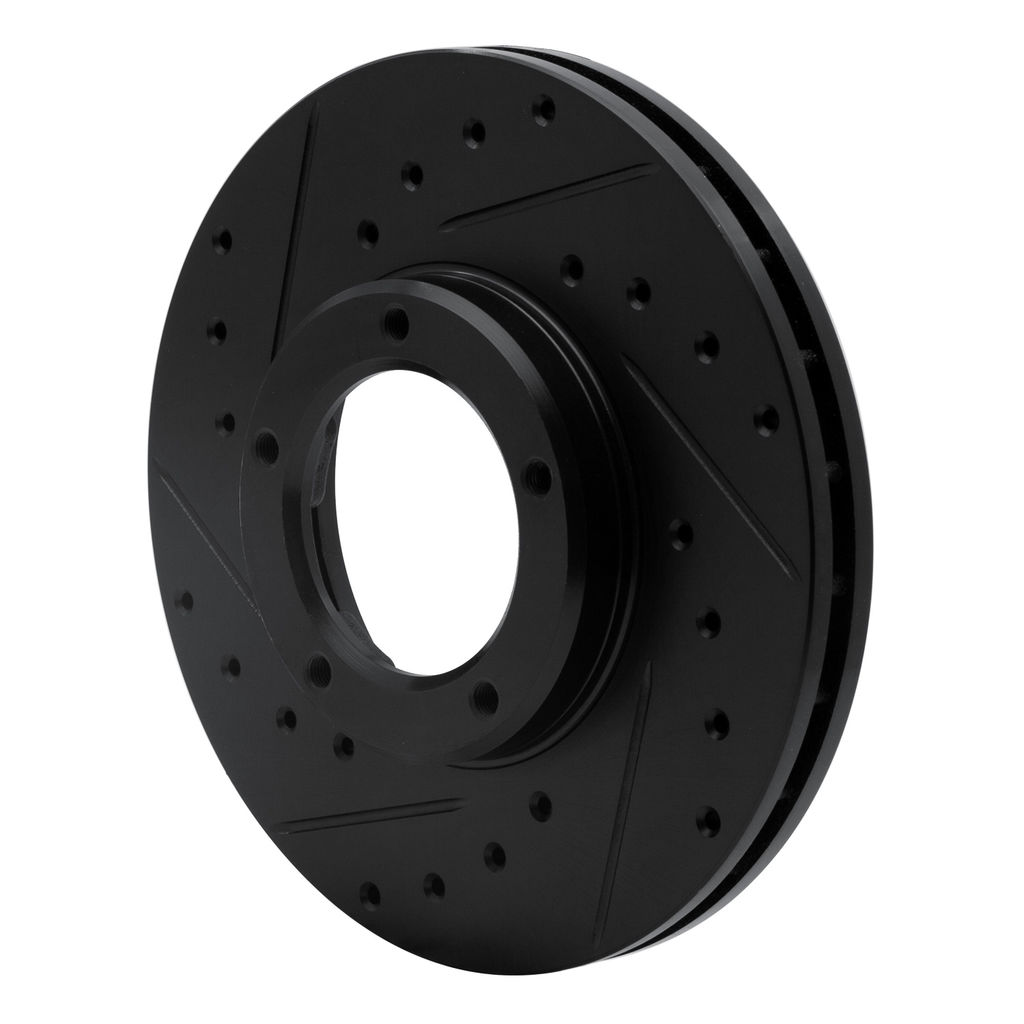 Dynamic Friction 633-76098L - Drilled and Slotted Black Zinc Brake Rotor