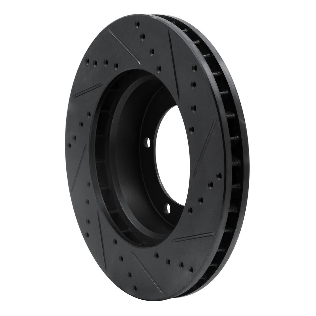 Dynamic Friction 633-76112L - Drilled and Slotted Black Zinc Brake Rotor