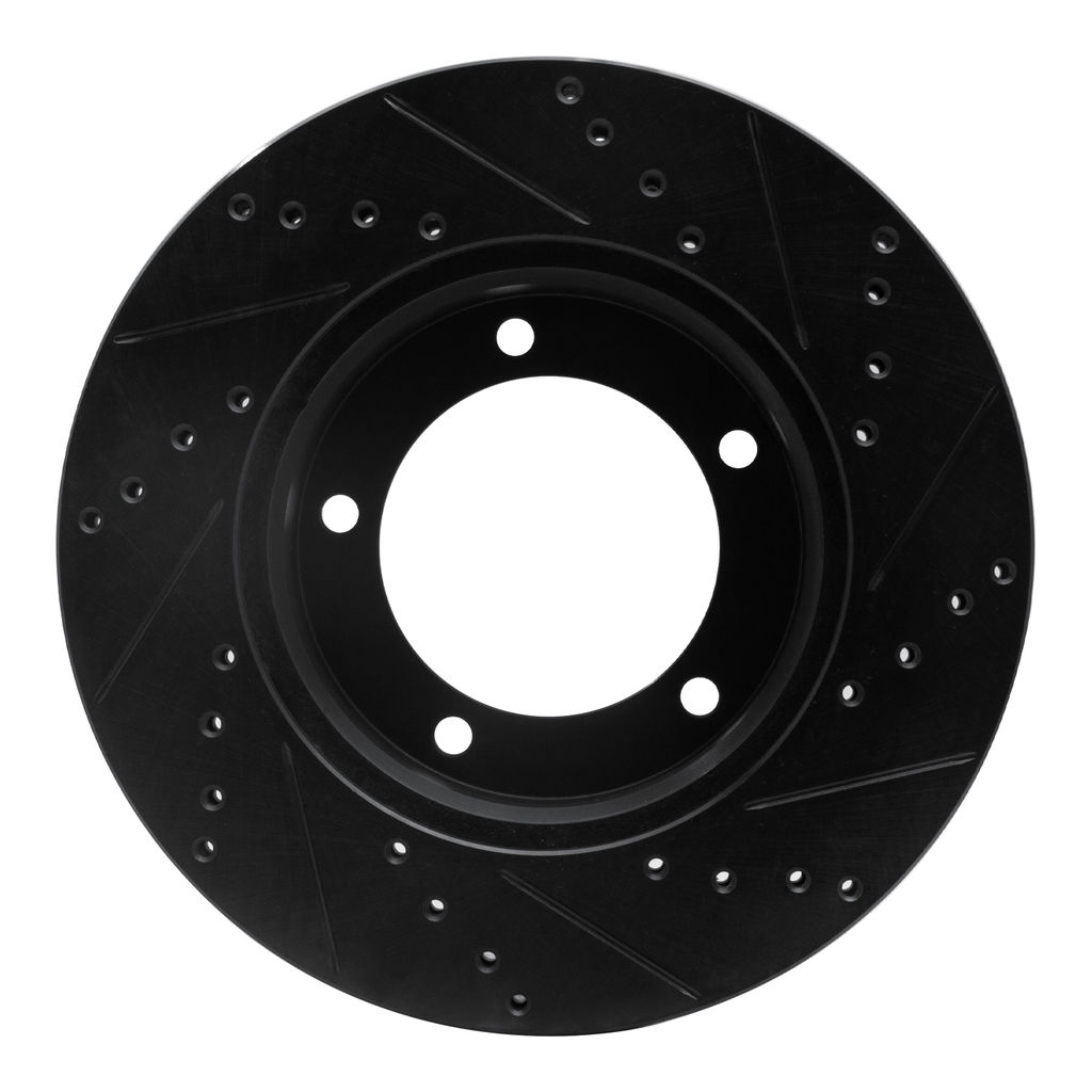 Dynamic Friction 633-76112L - Drilled and Slotted Black Zinc Brake Rotor