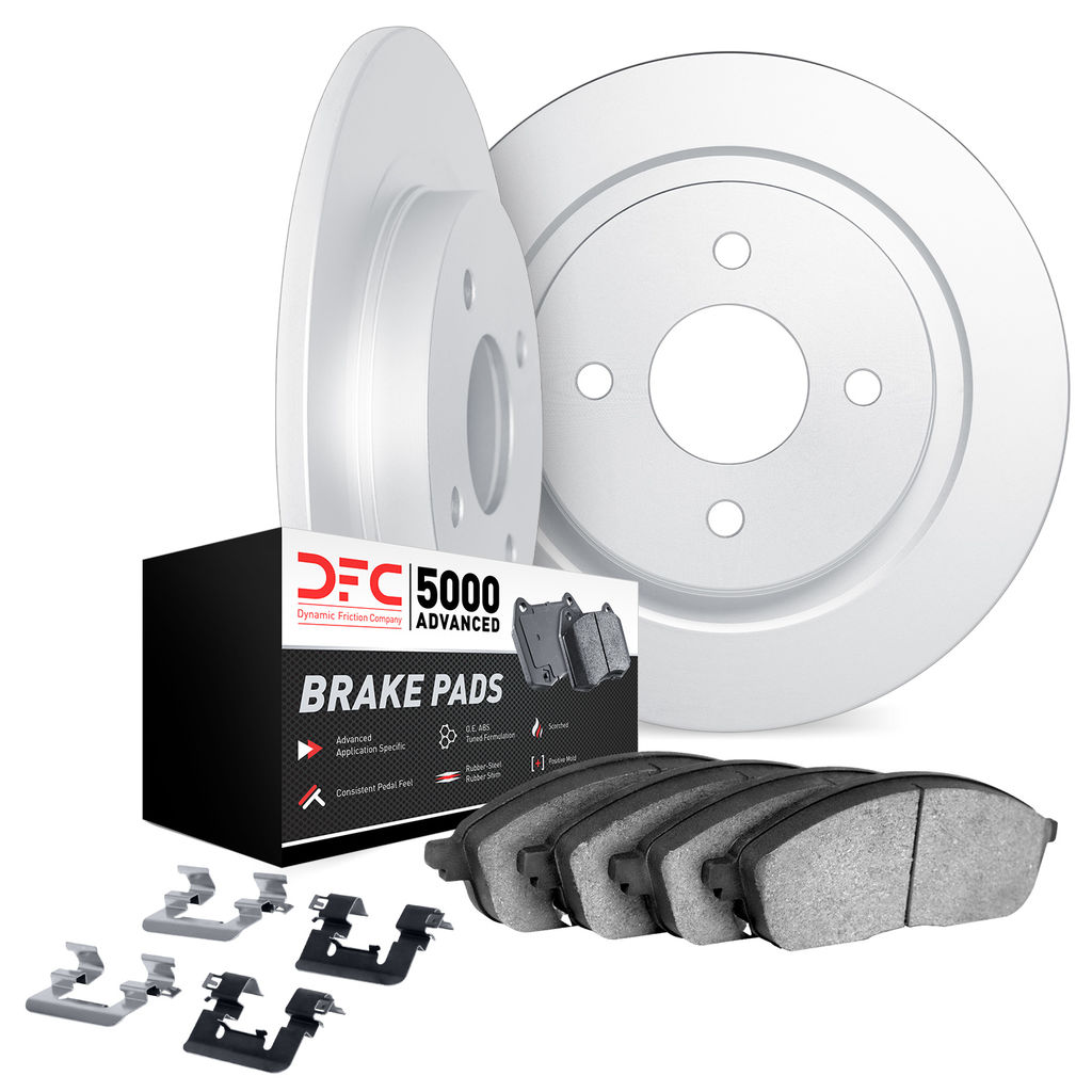 Dynamic Friction 6512-74105 - Brake Kit - Quickstop Rotors and 5000 Brake Pads With Hardware
