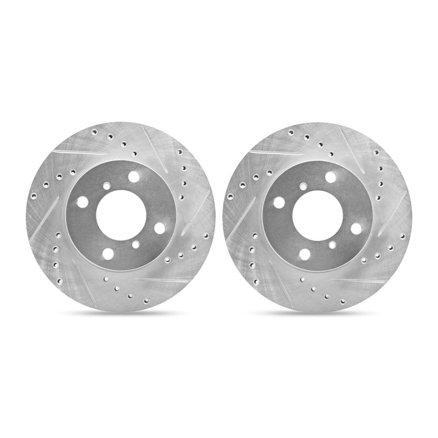 Dynamic Friction 7002-76019 - Drilled and Slotted Silver Zinc Brake Rotor 2 Wheel Set