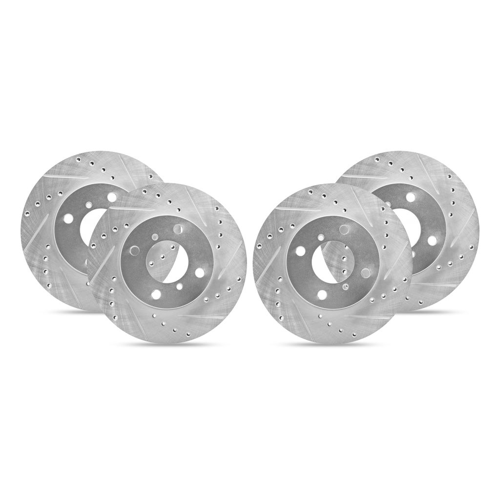 Dynamic Friction 7004-63053 - Drilled and Slotted Silver Zinc Brake Rotor 4 Wheel Set