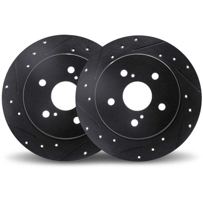 Dynamic Friction 8002-48019 - Drilled and Slotted Black Zinc Brake Rotor 2 Wheel Set