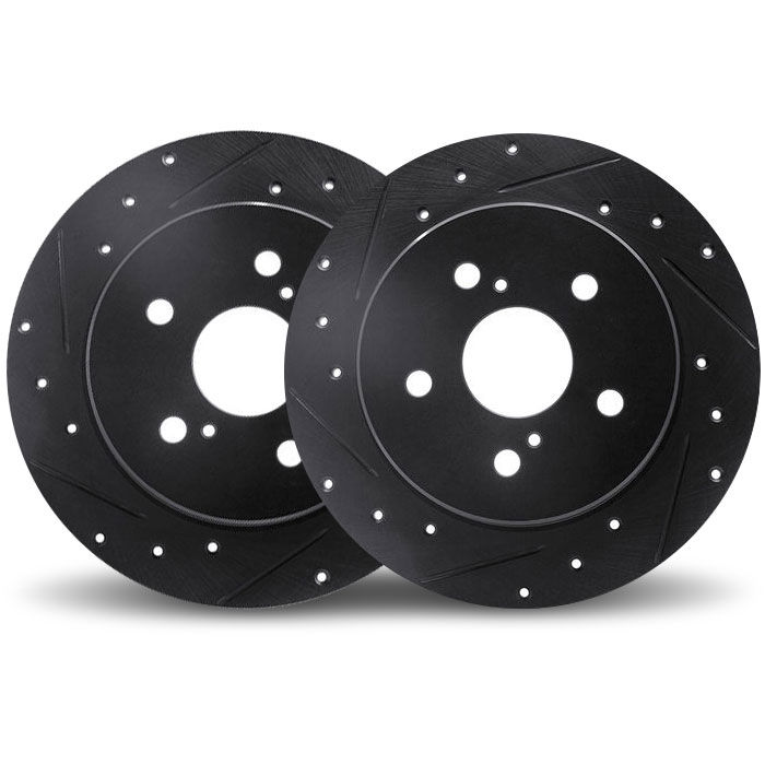 Dynamic Friction 8002-76104 - Drilled and Slotted Black Zinc Brake Rotor 2 Wheel Set