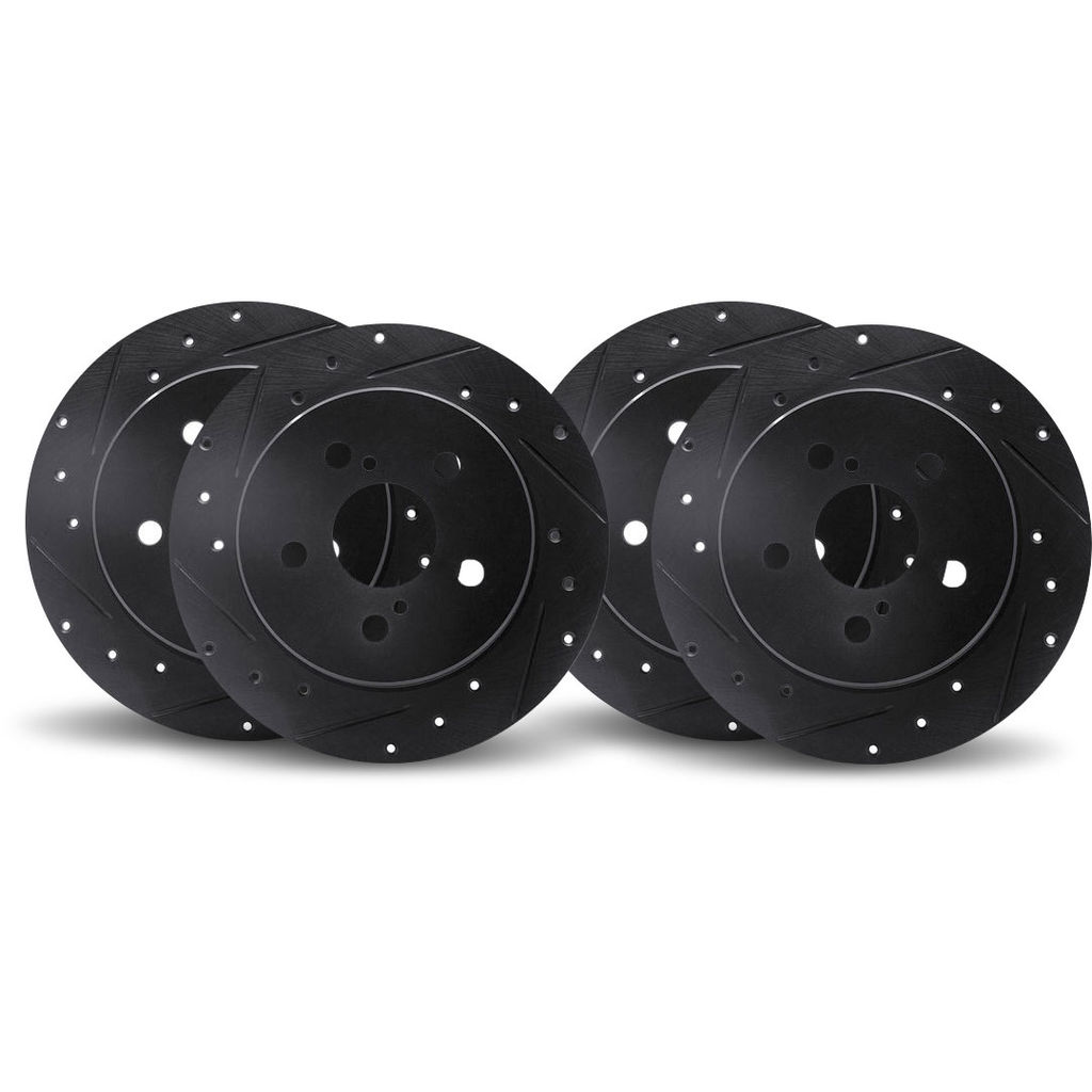 Dynamic Friction 8004-31039 - Drilled and Slotted Black Zinc Brake Rotor 4 Wheel Set