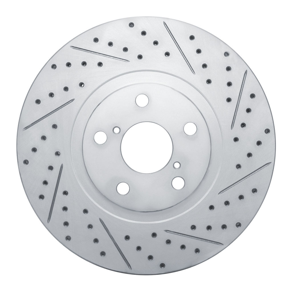 Dynamic Friction 830-76062D - Geoperformance Coated Drilled and Slotted Brake Rotor