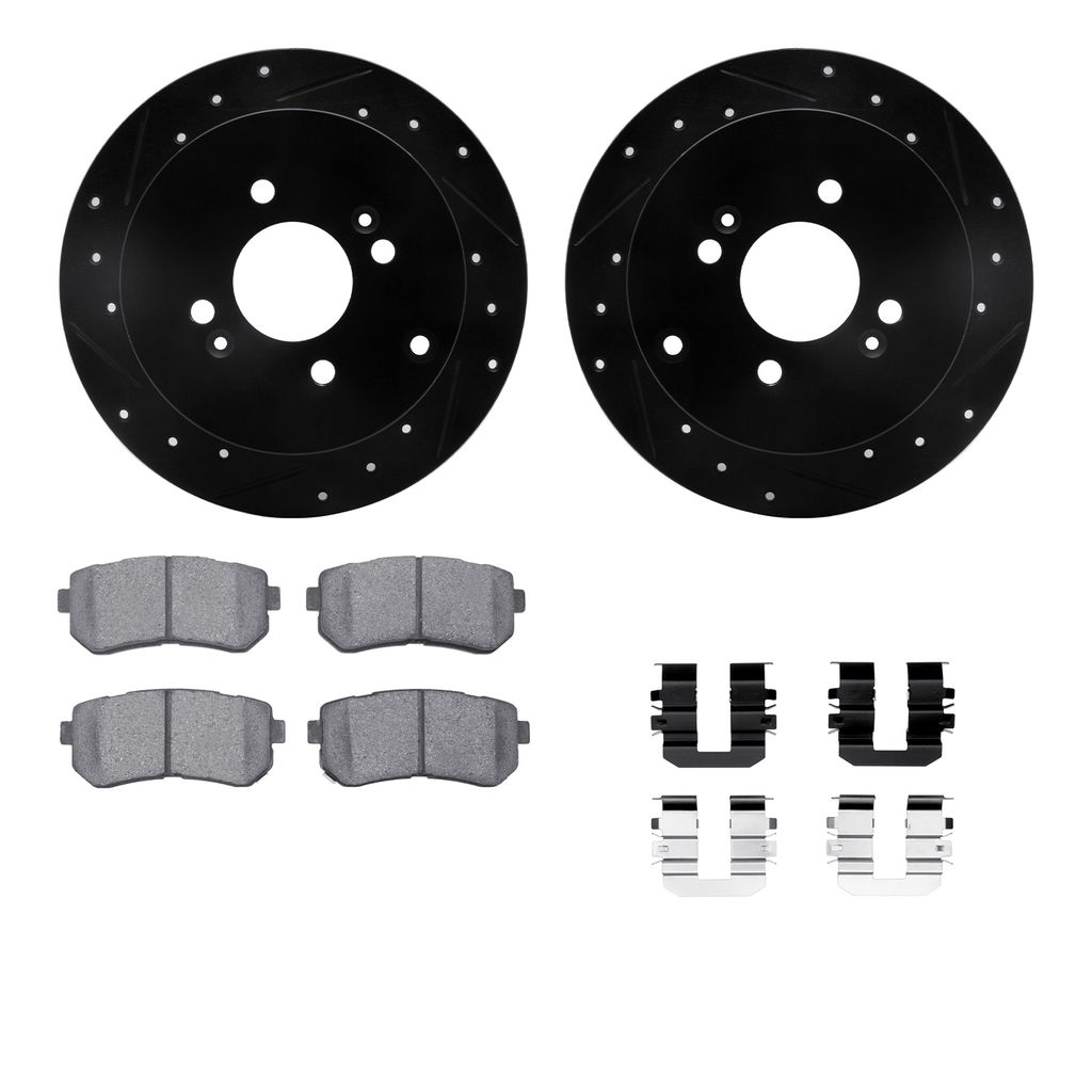 Dynamic Friction 8312-03034 - Brake Kit - Black Zinc Coated Drilled and Slotted Rotors and 3000 Ceramic Brake Pads With Hardware