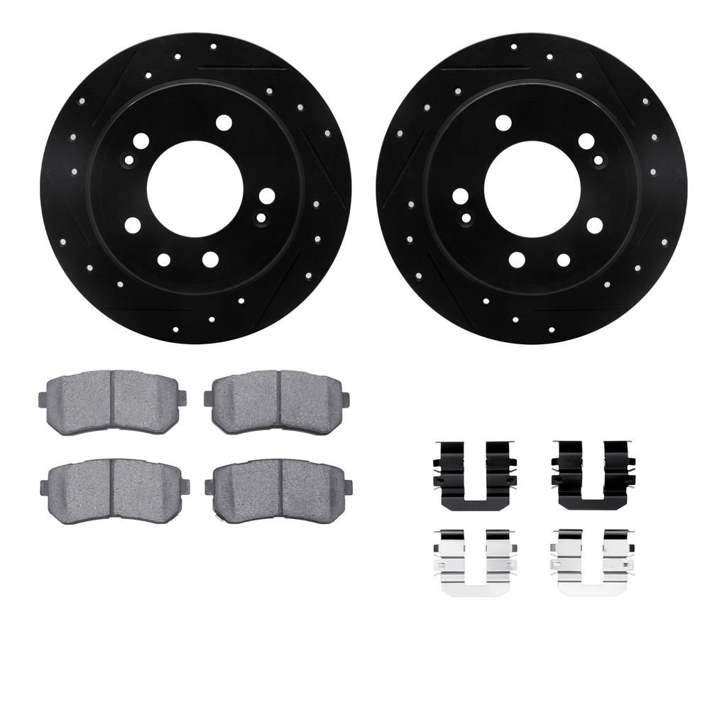 Dynamic Friction 8312-03036 - Brake Kit - Black Zinc Coated Drilled and Slotted Rotors and 3000 Ceramic Brake Pads With Hardware