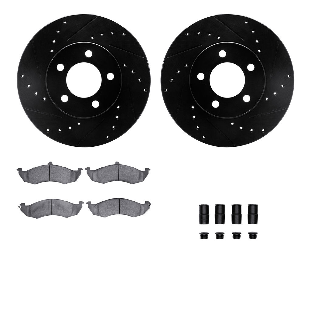 Dynamic Friction 8312-54066 - Brake Kit - Black Zinc Coated Drilled and Slotted Rotors and 3000 Ceramic Brake Pads With Hardware