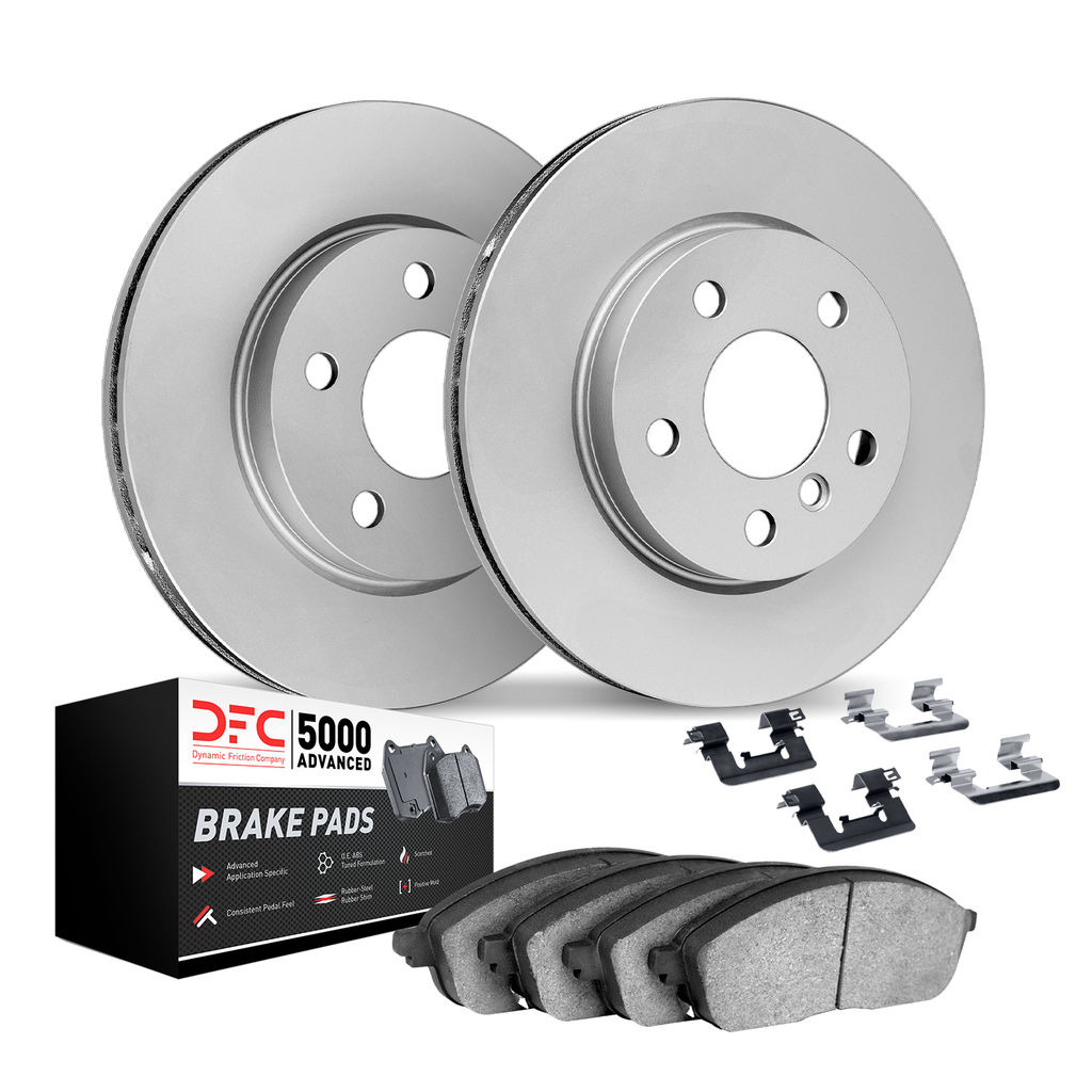 Dynamic Friction 9512-02044 - Brake Kit - Hi Carbon Drilled Rotors and 5000 Brake Pads With Hardware