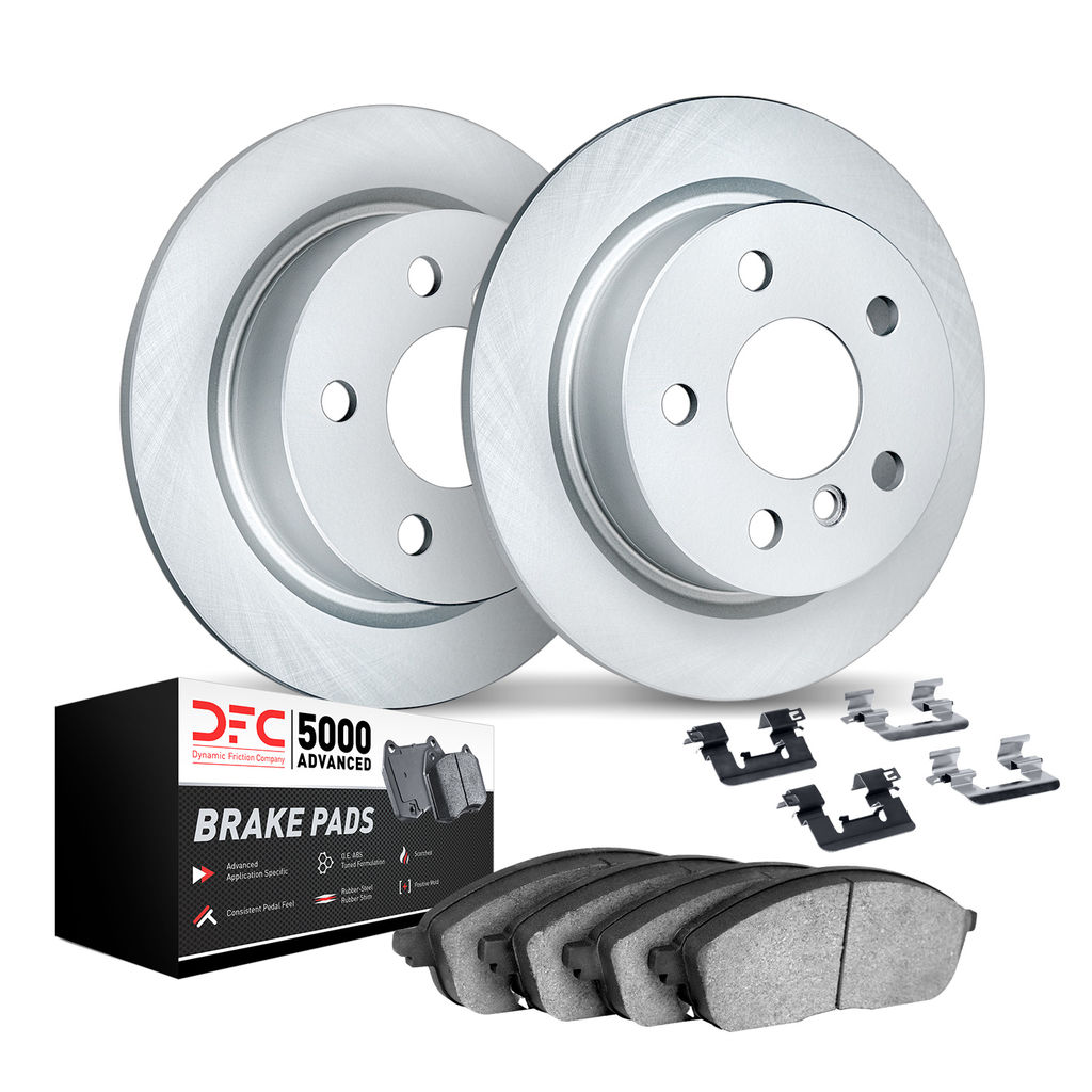 Dynamic Friction 9512-27044 - Brake Kit - Geomet Rotors with 5000 Advanced Brake Pads includes Hardware