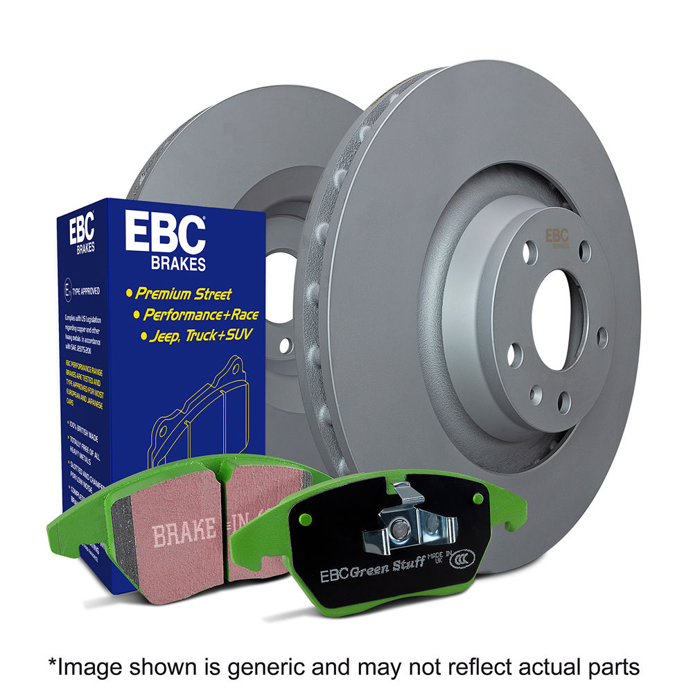 EBC Brakes S11KF1180 - S11 Greenstuff 2000 Brake Pads and Smooth Brake Rotors, Front, 2-Wheel Set