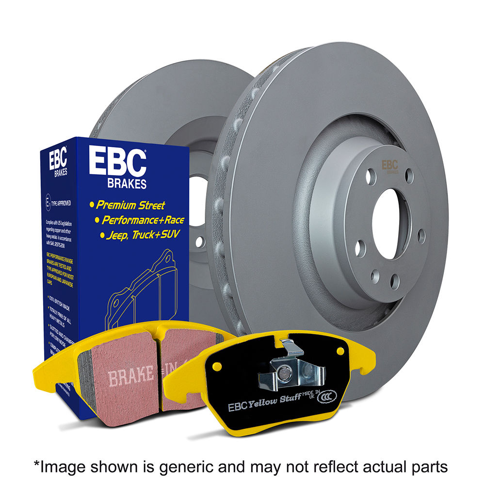 EBC Brakes S13KF1122 - S13 Yellowstuff Disc Brake Pad Set and RK Smooth Disc Brake Rotors, 2-Wheel Set